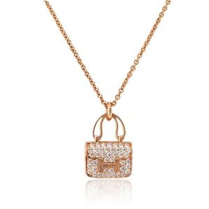 Hermes Amulettes Constance Pendant Necklace 18k Rose Gold